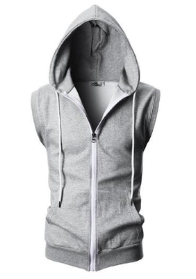 Custom Clothing Factory China Men'S Zip Up Sleeveless With Hood Sports Vest Hoodies